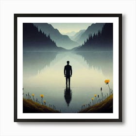 Man Standing In Water Art Print