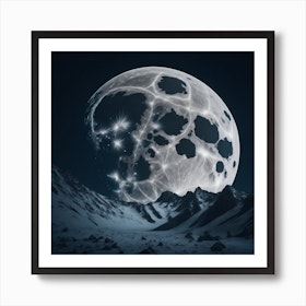 Square Black and White Moon Print, Moon Art, Moon Wall Decor by