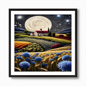 Moonlight In The Field Art Print