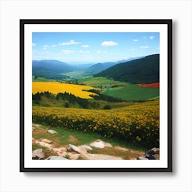 Yellow Flowers In The Mountains Art Print