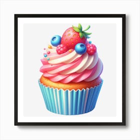 Cupcake With Berries 1 Art Print