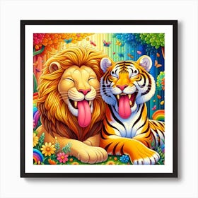 Lion And Tiger 1 Art Print