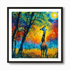 Giraffe In The Forest Art Print