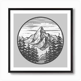 Mountains In The Forest Art Print