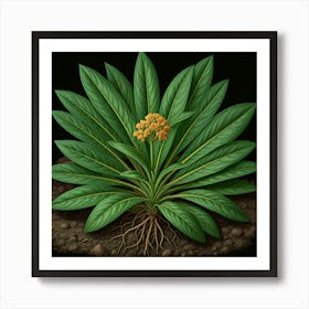 Botanical Leaf and Flower Art Print