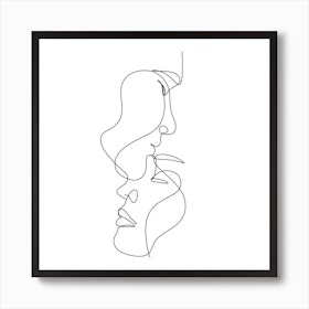 Face Line Drawing - abstract faces - Art Print one line artwork