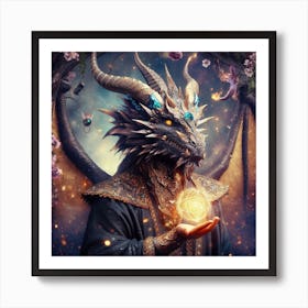 Dragon Holding A Crystal Art Print