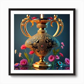 A vase of pure gold studded with precious stones 5 Art Print