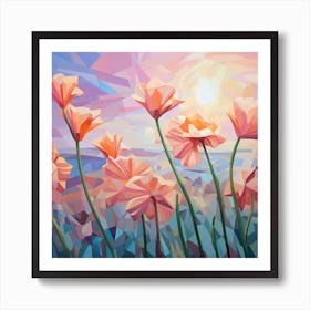 Field of Flowers Cubism Art Print