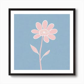 A White And Pink Flower In Minimalist Style Square Composition 80 Art Print