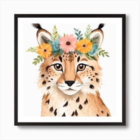 Floral Baby Lynx Nursery Illustration (55) Art Print