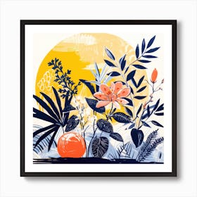 Oranges And Flowers 1 Art Print