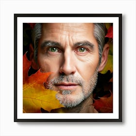 Firefly Weathered Man With Deep Green Eyes And Autumn Leaves 33802 Art Print