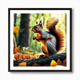 Squirrel In The Forest 361 Art Print