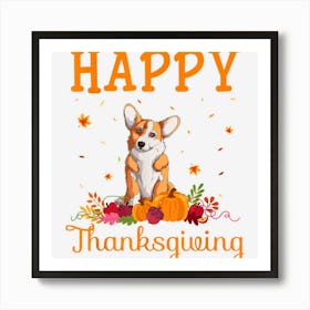 Retro Welsh Corgi Happy Thanksgiving Matching Family Pajamas Poster