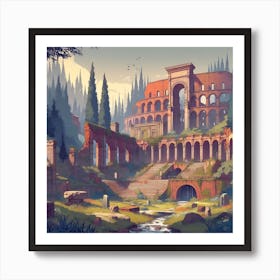 Colosseum In An Enchanted Forest 2 Art Print