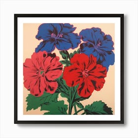 Geranium 3 Pop Art Illustration Square Art Print