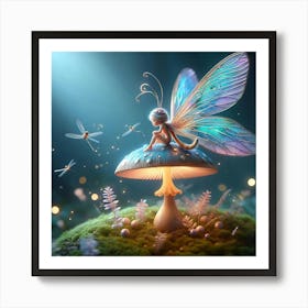 Fairy On A Mushroom 2 Art Print