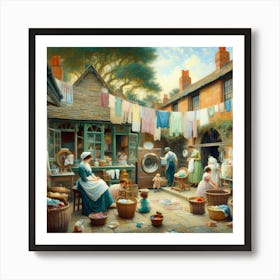 Village Laundromat Art Print