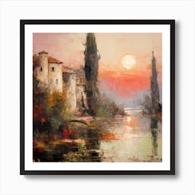 Abstract Amalfi: Monet's Coastal Whispers Art Print