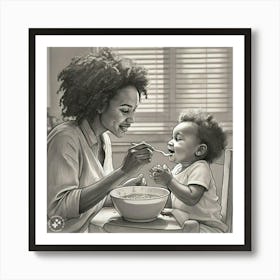 Mother And Child Eating Art Print