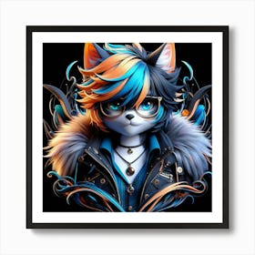 Cat With Glasses 10 Art Print