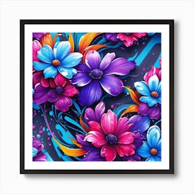 Abstract Flowers 2 Art Print