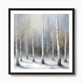 Birch Trees In Snow Art Print