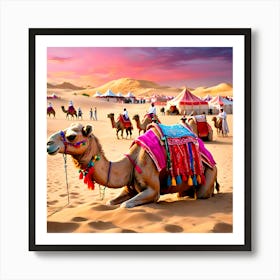 Camels In The Desert Art Print