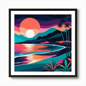 Sunset At The Beach 16 Art Print