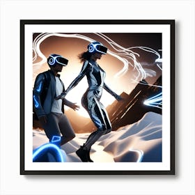 Two People In Virtual Reality 1 Art Print