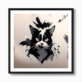 Black And White Cat Art Print