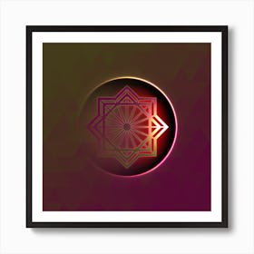 Geometric Neon Glyph on Jewel Tone Triangle Pattern 191 Art Print