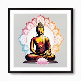 Colorful Floral Buddha Painting (9) Art Print