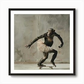 Chimpanzee Skateboarding  Art Print