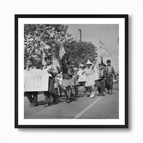 San Juan Bautista, California, Schoolchildren Marching With Scrap Metal For The War By Russell Lee Art Print