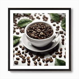 Coffee Beans And Leaves 9 Art Print
