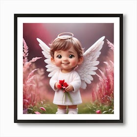 Angel With Roses 1 Art Print