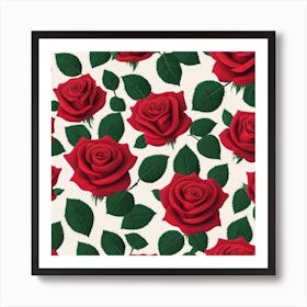 Red Roses Seamless Pattern Art Print