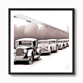 Old Cars On The Road Art Print