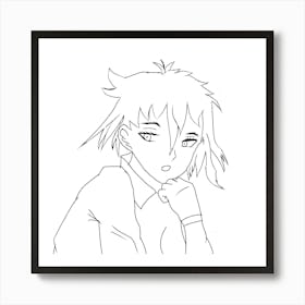 Pencil sketch of Anime girl Art Print