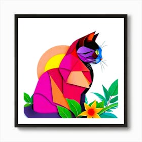 Origami Cat Art Print