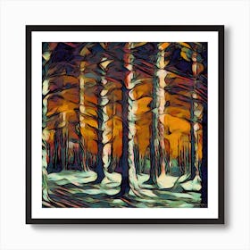 Twilight In The Forest Woods Trees Night Shadows Art Print