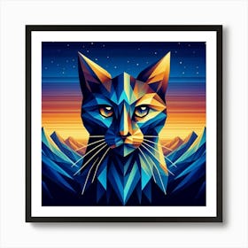 Yara Low Poly Cat Art Print