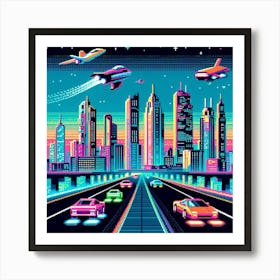 8-bit futuristic city 3 Art Print