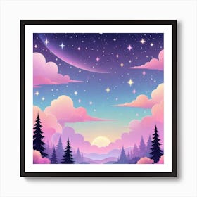 Sky With Twinkling Stars In Pastel Colors Square Composition 31 Art Print