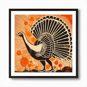 Retro Bird Lithograph Turkey Art Print