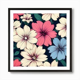 Seamless Floral Pattern 27 Art Print