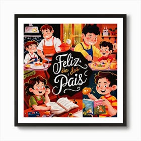 Feliz dia dos Pais typographic Happy fathers day vector design for brazilian portuguese language greeting card postcard and congratulation fathers day dad,daddy,father,fathers day,dad,pai,family illustration wall art, clop artFeliz No Pais Art Print