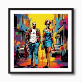 Nigerian Couple Walking Down The Street Art Print